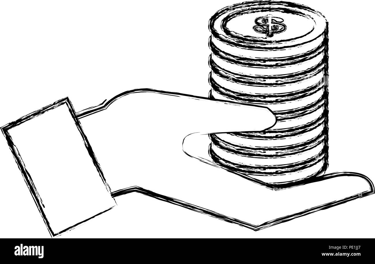 Hand pound coins Black and White Stock Photos & Images - Alamy