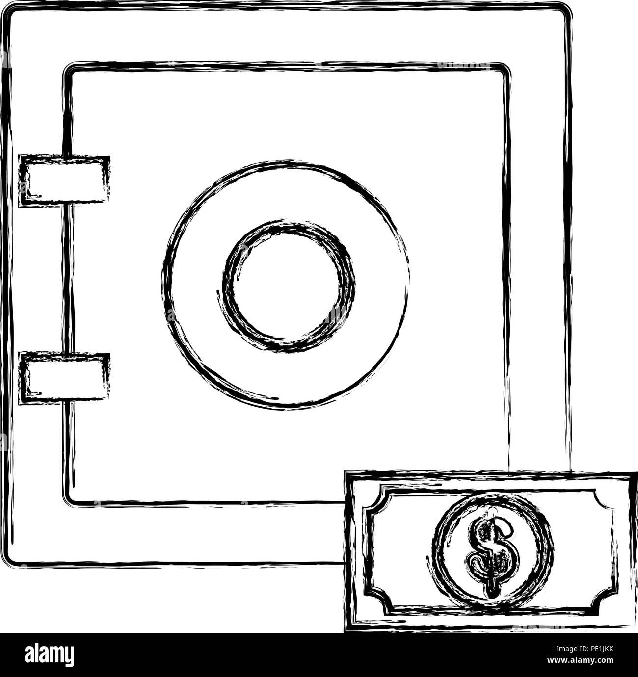 safe box with bill dollar vector illustration design Stock Vector Image ...