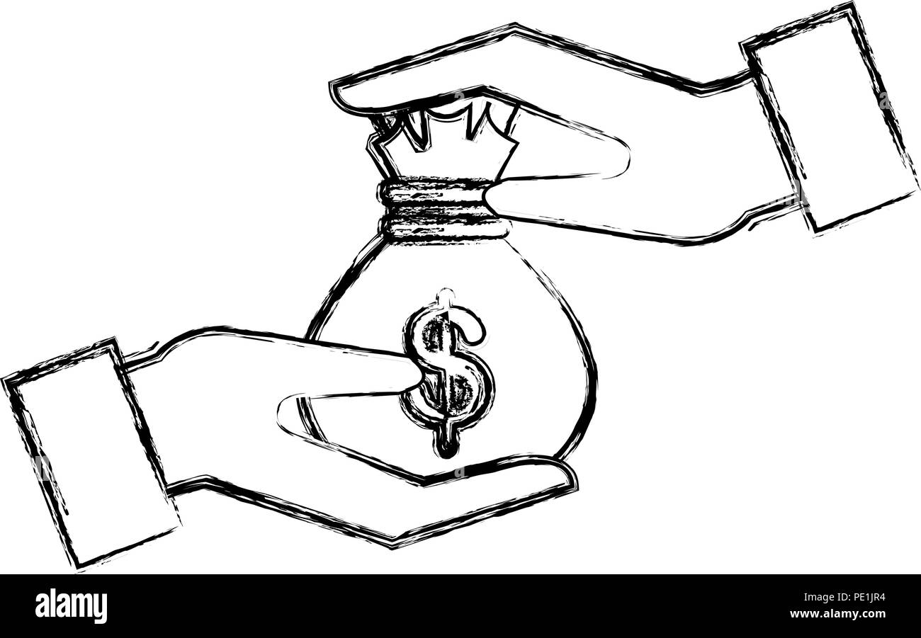 hands with money bag vector illustration design Stock Vector Image ...