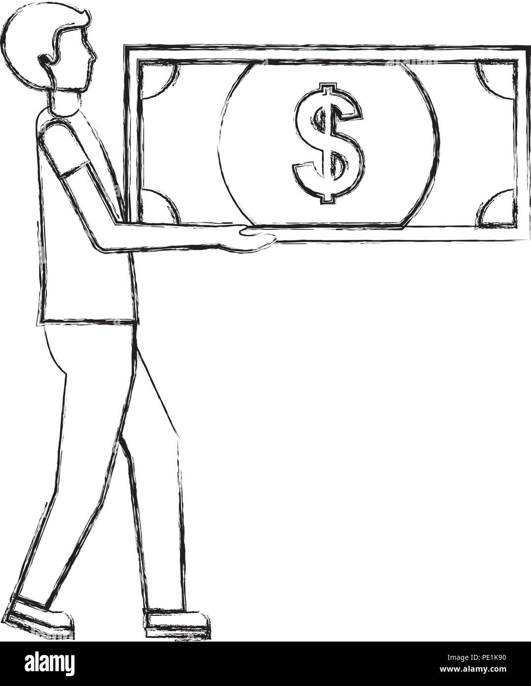 Wallet with money sketch icon Royalty Free Vector Image