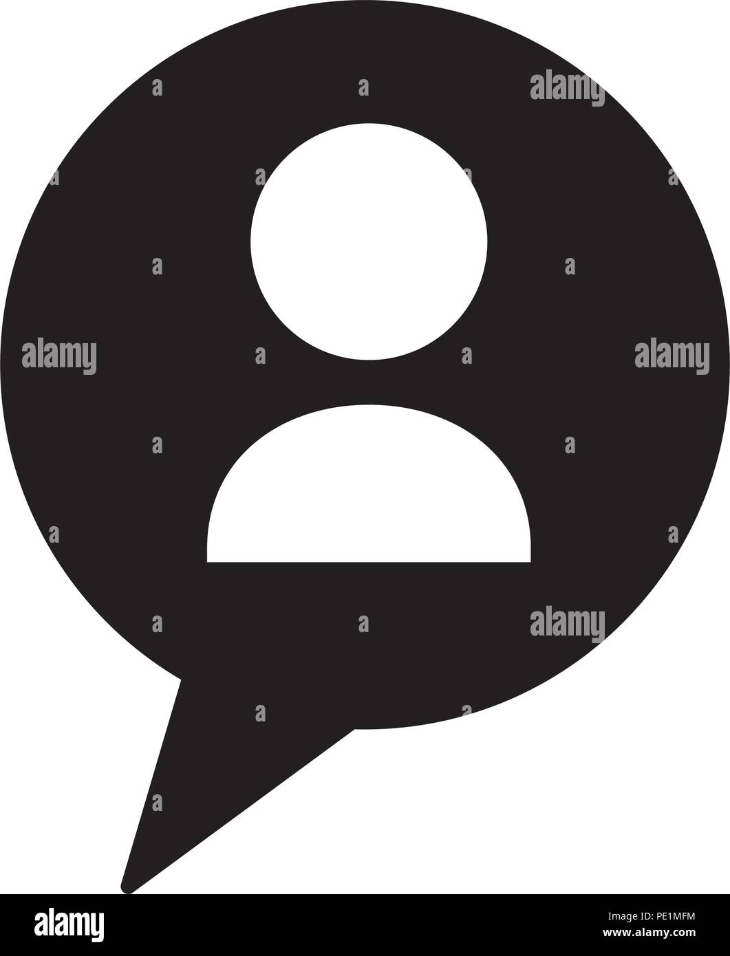 speech bubble with silhouette of person isolated icon vector ...