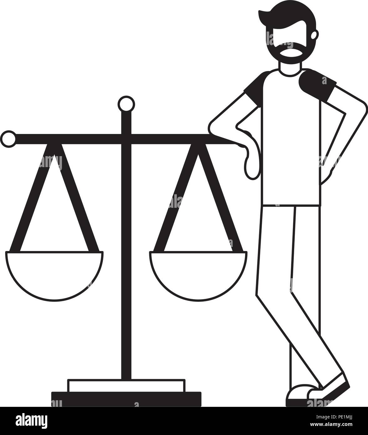 young man with balance scale isolated icon vector illustration design ...