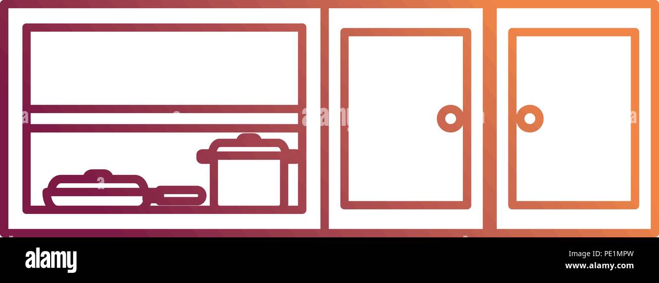 kitchen shelving wooden with utensils Stock Vector Image & Art - Alamy