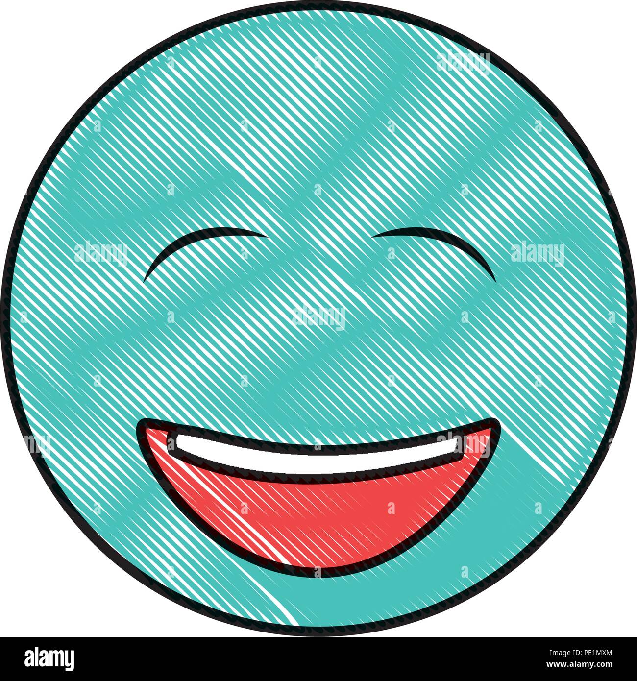 smiley big emoticon eyes closed happy drawing color image Stock Vector