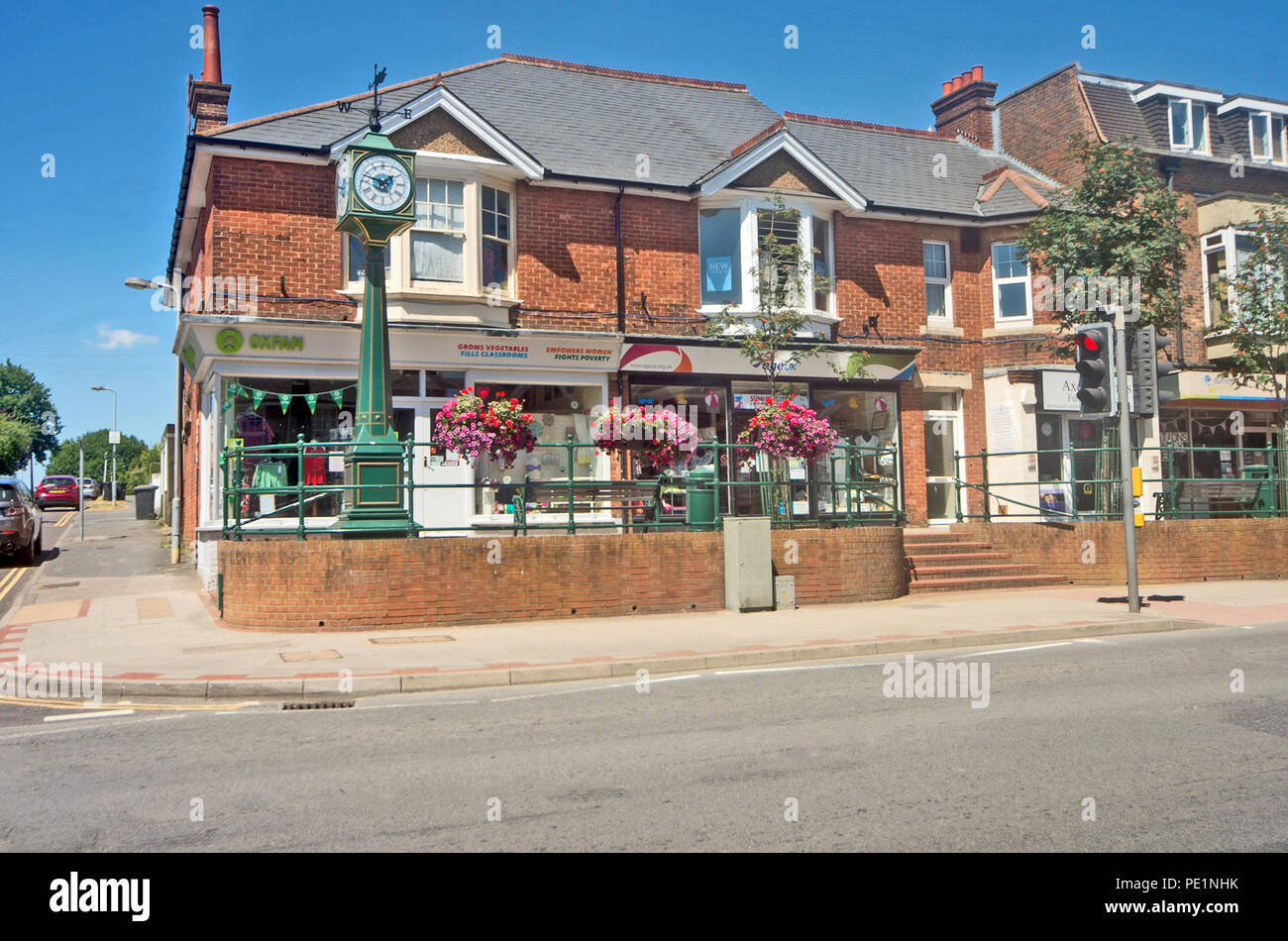 Heathfield Sussex Row of Shops and Clock Tower High Street Stock Photo