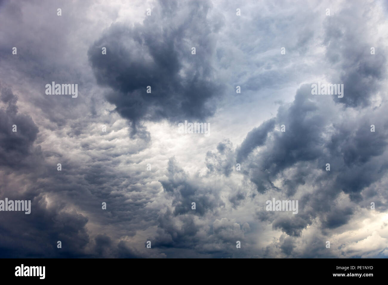 Background of dark clouds before a storm. Stock Photo