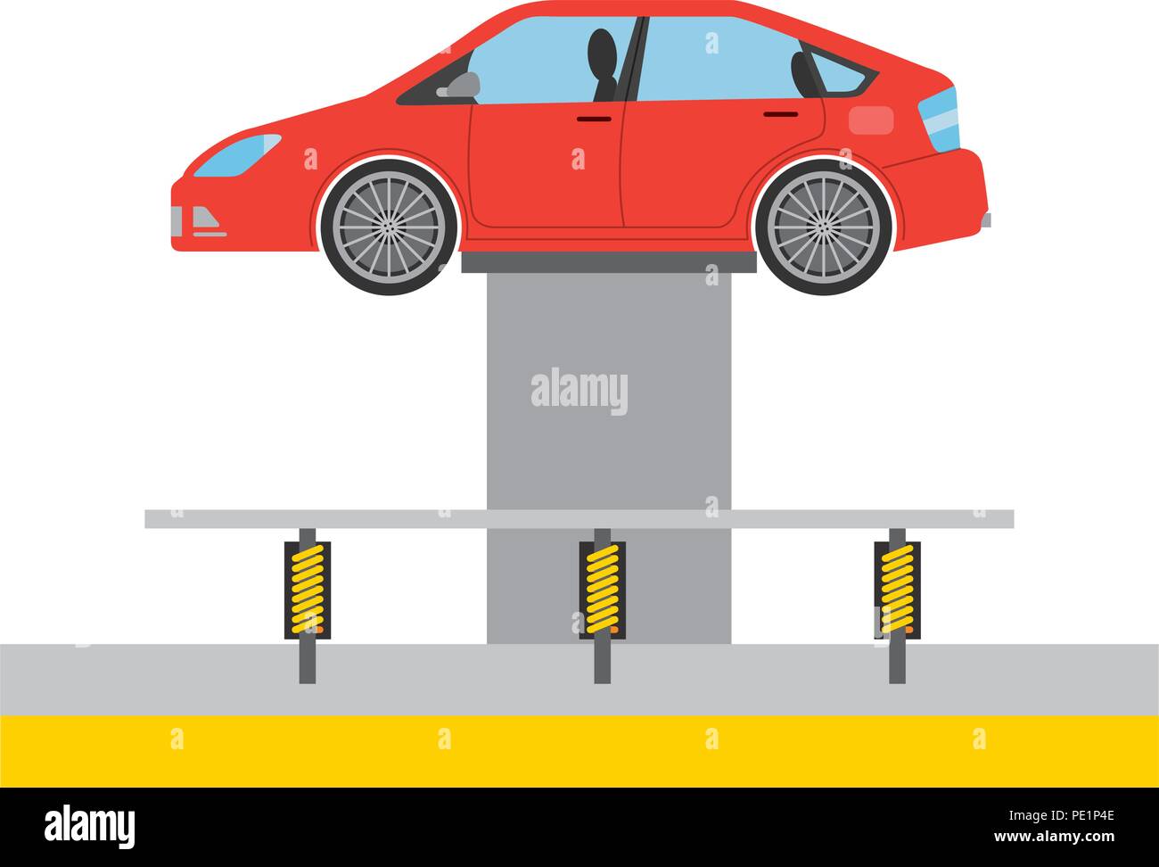 car at hydraulic lifting platform inspection and maintenance Stock
