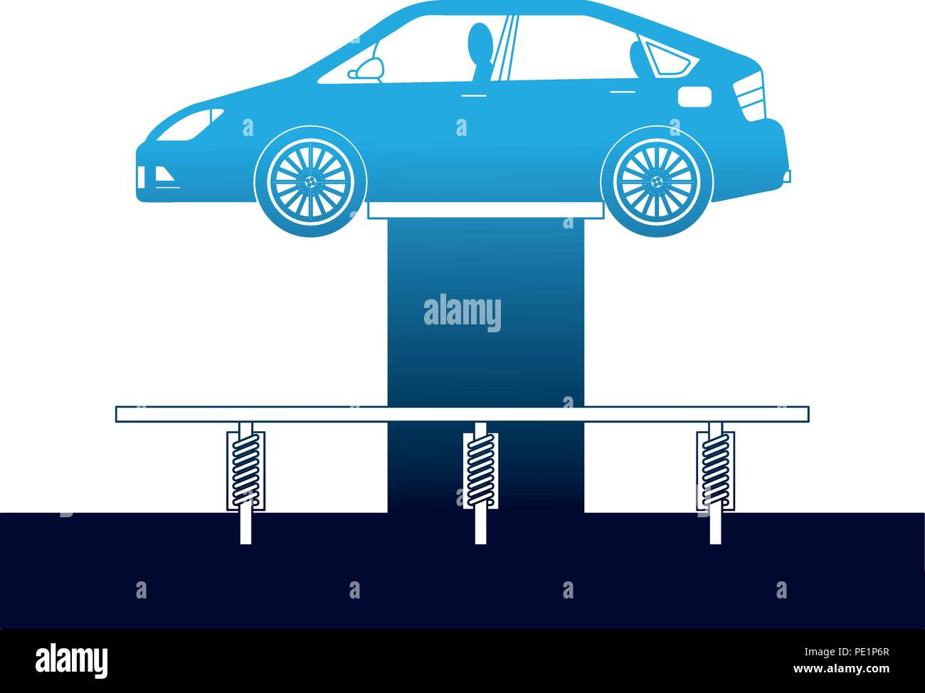car at hydraulic lifting platform inspection and maintenance Stock