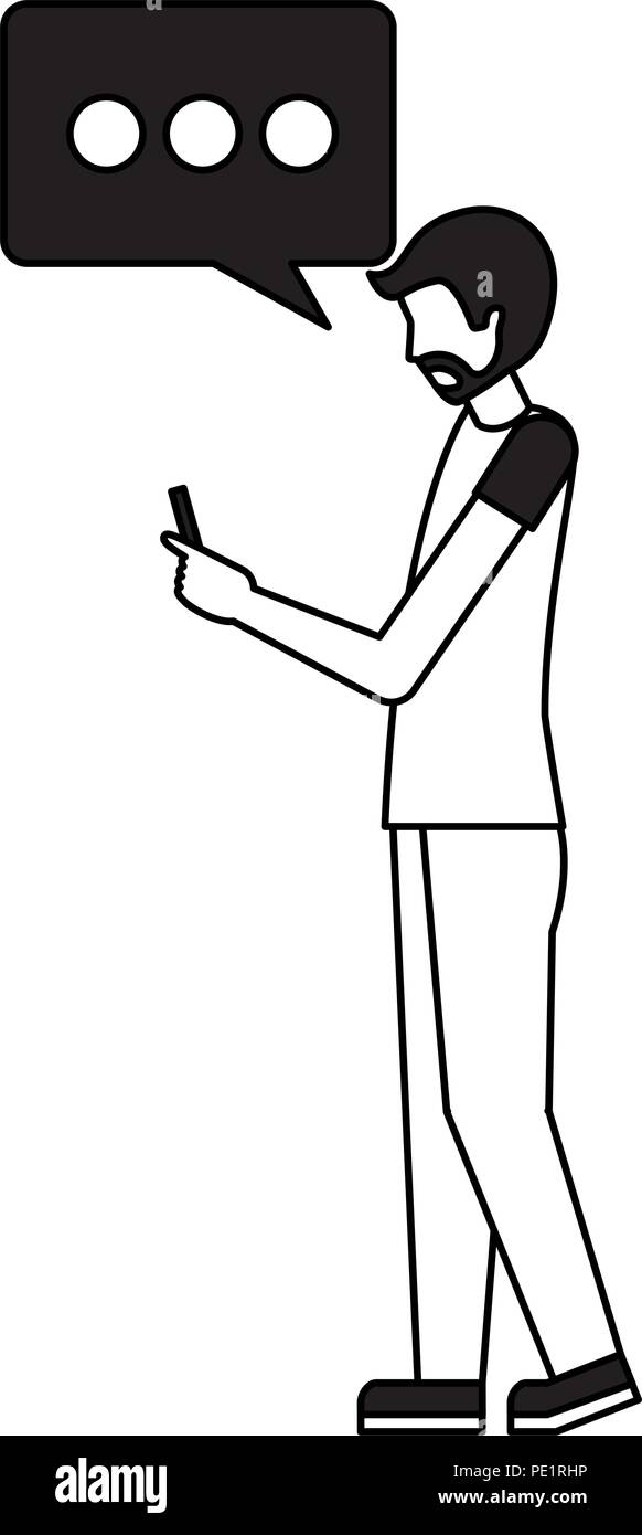 man character using smartphone device Stock Vector Image & Art - Alamy