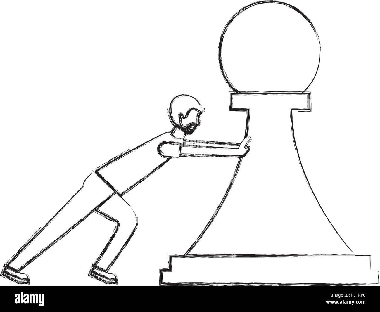 man pushing chess piece pawn strategy Stock Vector Image & Art Alamy
