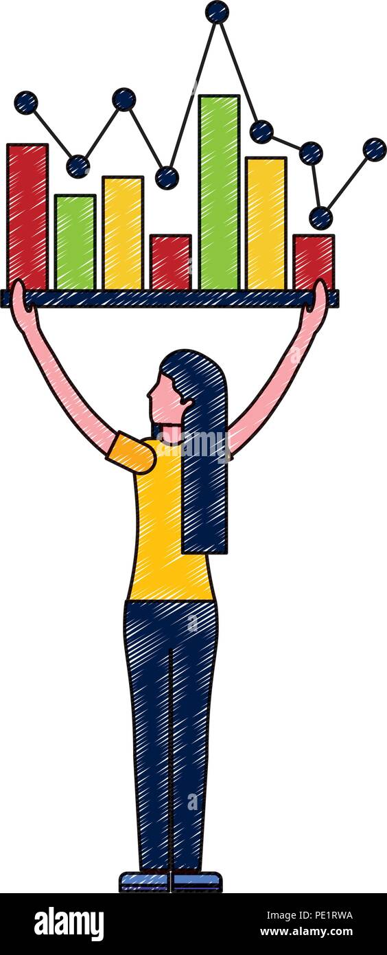 woman holding statistics bar diagram business Stock Vector Image & Art ...