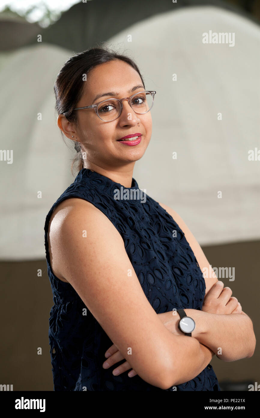 Edinburgh, UK. 11th August, 2018. Roma Agrawal MBE, the chartered structural engineer based in London, pictured at the Edinburgh International Book Festival. Edinburgh, Scotland.  Picture by Gary Doak / Alamy Live News Stock Photo