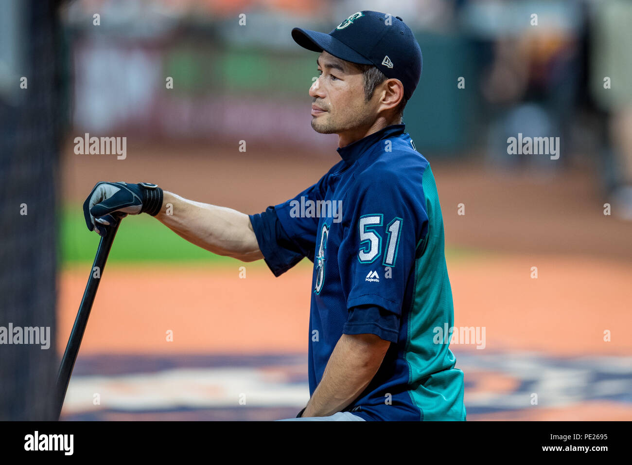 August 10, 2018 Ichiro Suzuki of the Seattle Mariners watches batting