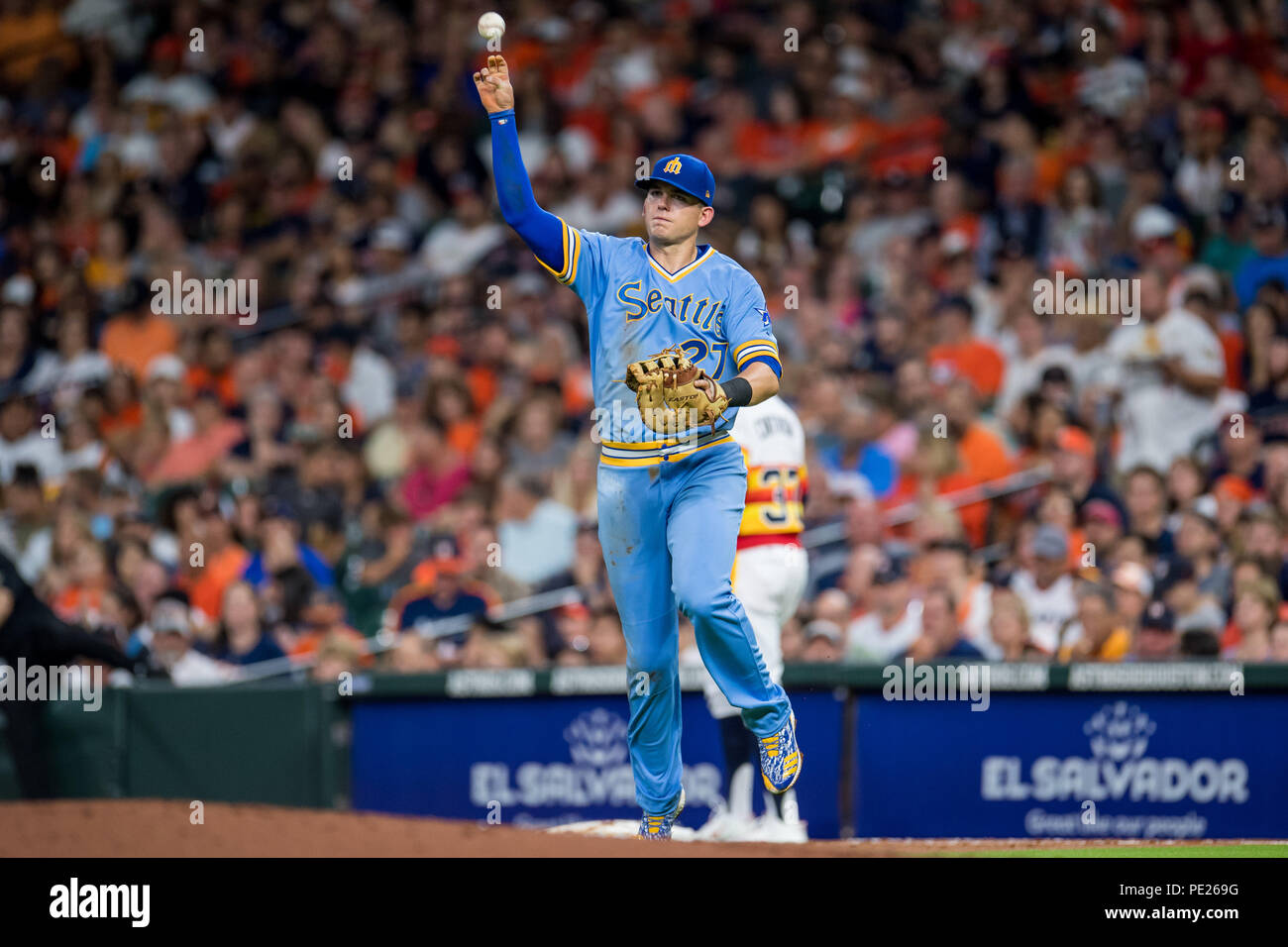 Seattle Mariners first baseman Ryon Healy (27) waits for the pitch in a  game against the Colorado Rockies, July 13, 2018 in Denver. (Margaret  Bowles via AP Images Stock Photo - Alamy