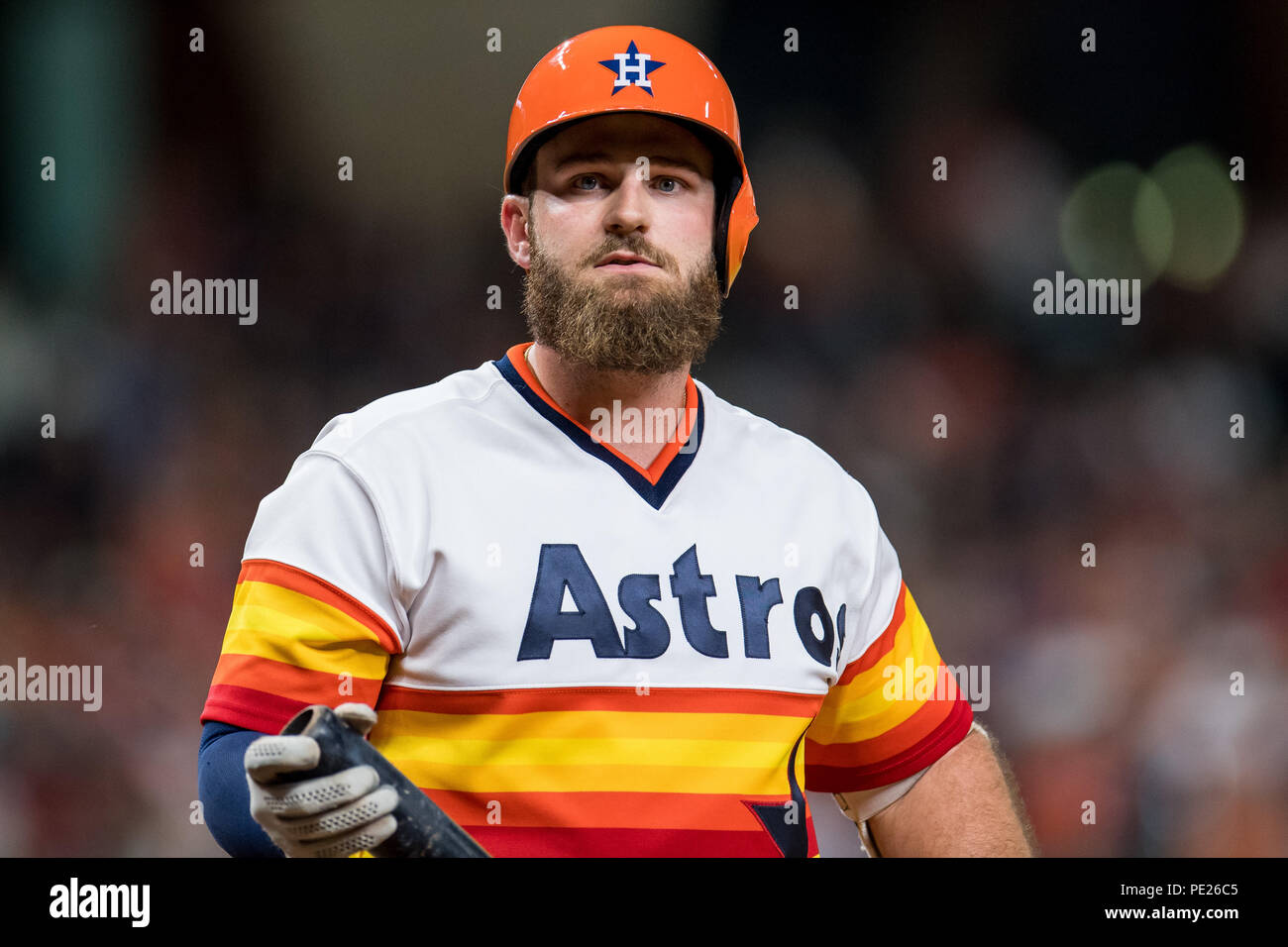August 10, 2018: Houston Astros designated hitter Tyler White (13) during a  Major League Baseball game between the Houston Astros and the Seattle  Mariners on 1970s night at Minute Maid Park in