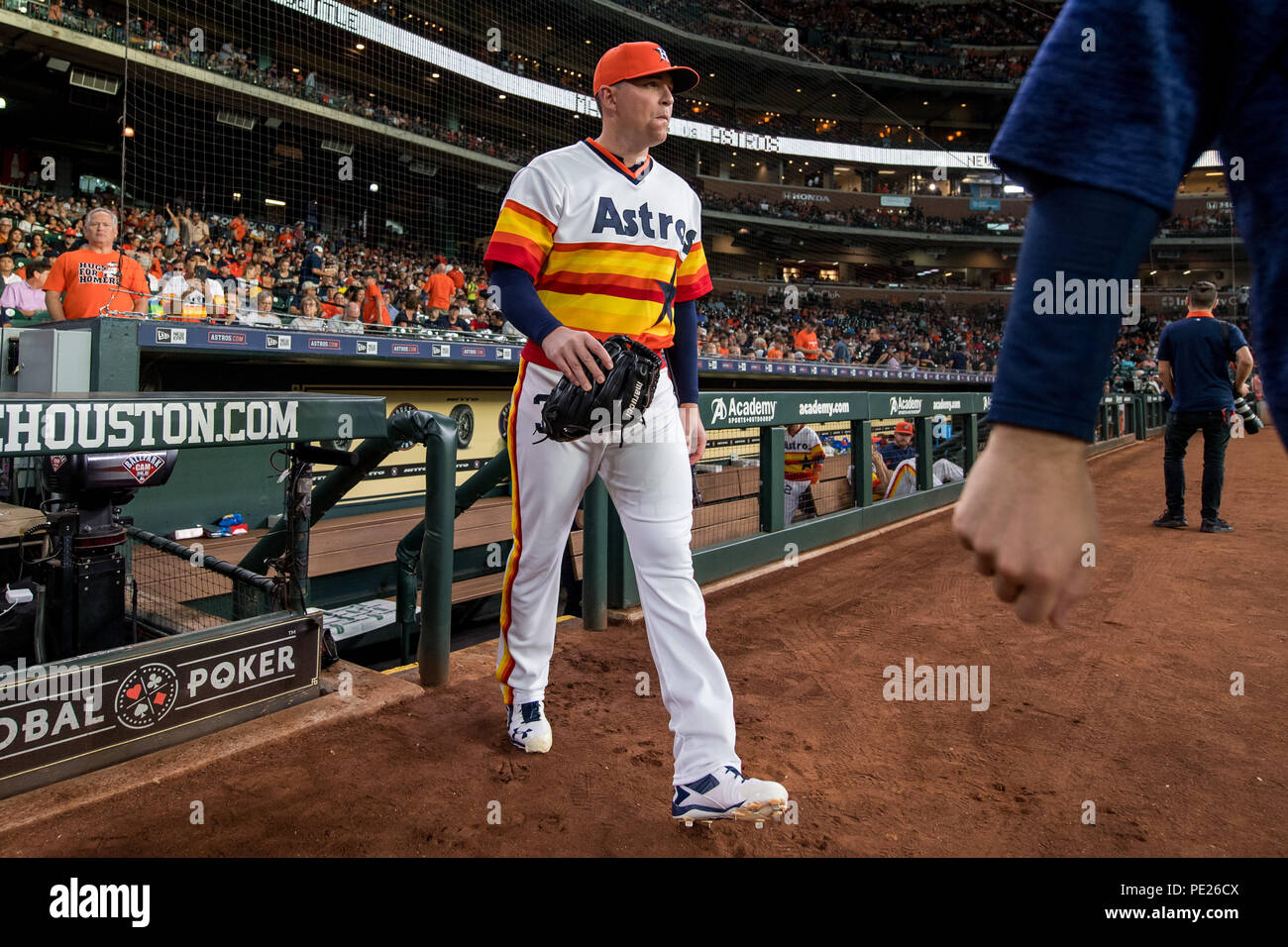 August 10, 2018:Houston Astros relief pitcher Will Harris (36) enters the  field prior to a Major League Baseball game between the Houston Astros and  the Seattle Mariners on 1970s night at Minute