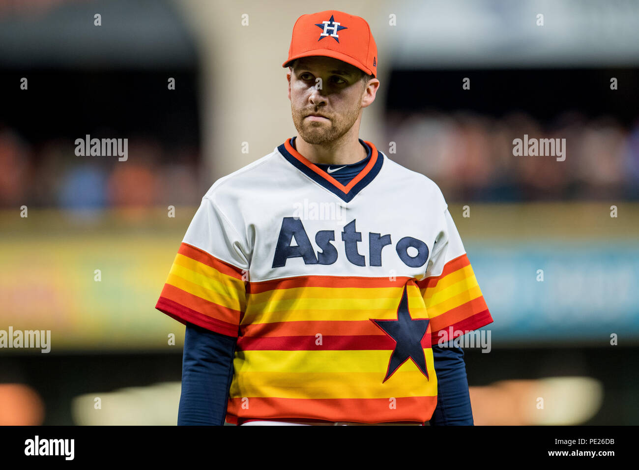 August 10, 2018: Houston Astros relief pitcher Collin McHugh (31) during a  Major League Baseball game between the Houston Astros and the Seattle  Mariners on 1970s night at Minute Maid Park in