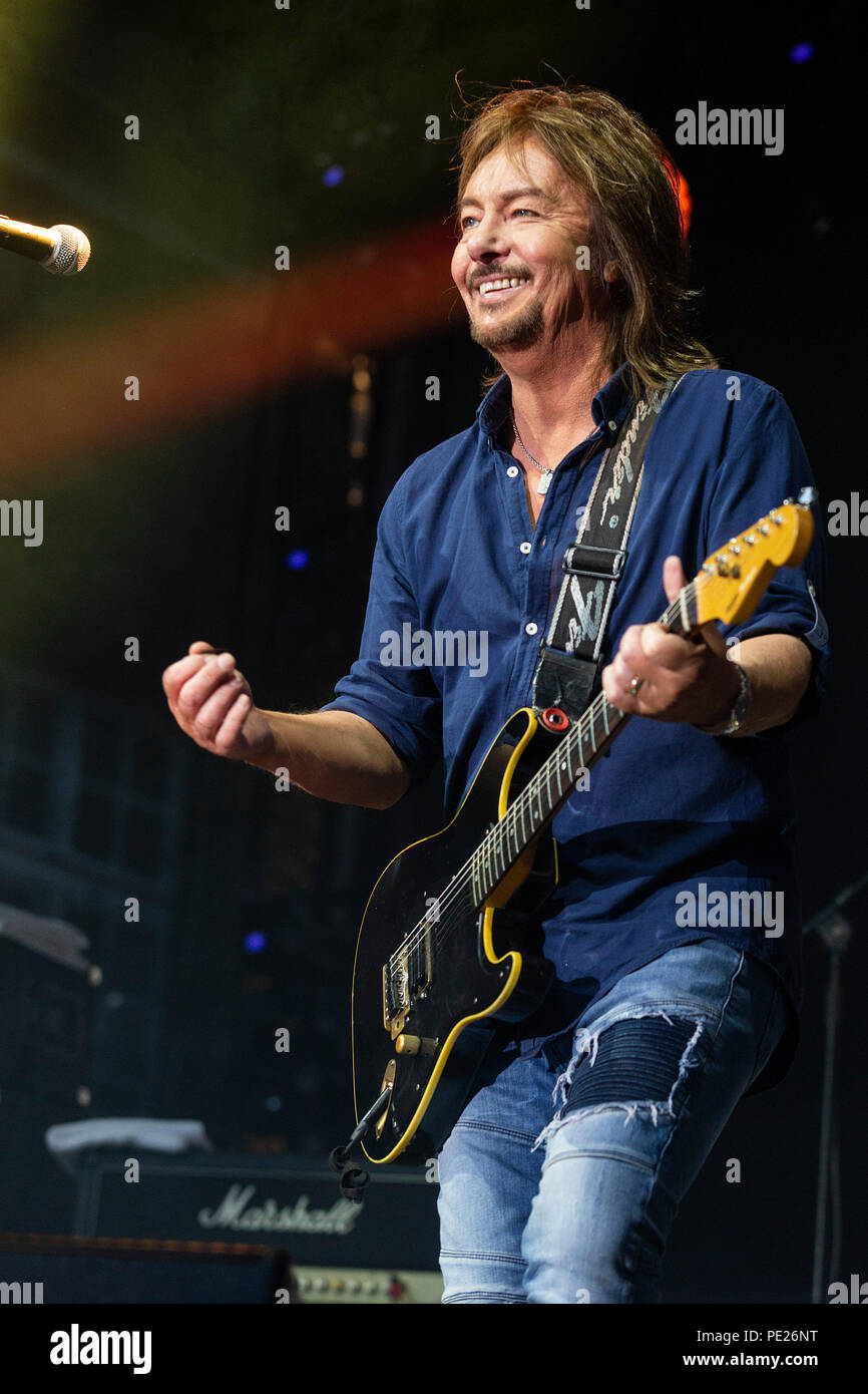 Mülheim an der Ruhr, 11 August 2018. Chris Norman, former lead singer of Smokie, performing with his band at  an open-air concert at Ruhrbühne 2018 in Mülheim/Ruhr. Photo: Bettina Strenske/Alamy Live News Stock Photo