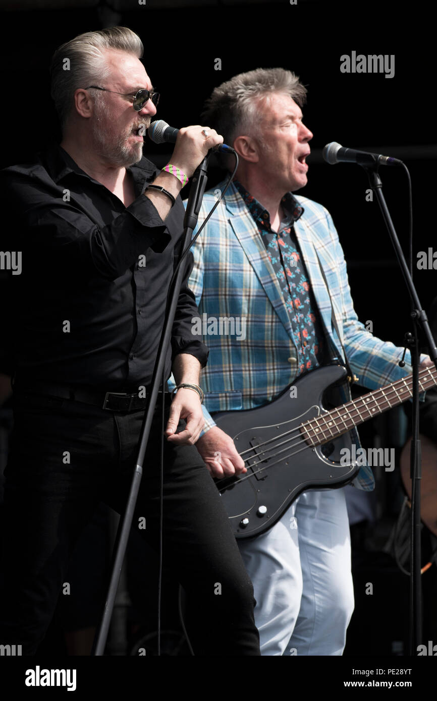 Sunderland, UK. 11th August 2018. The Undertones singer Paul McLoone and bass player Mickey Bradley at the Kubix festival Sunderland, August 11th 2018 Credit: Peter Reed/Alamy Live News Credit: Peter Reed/Alamy Live News Stock Photo