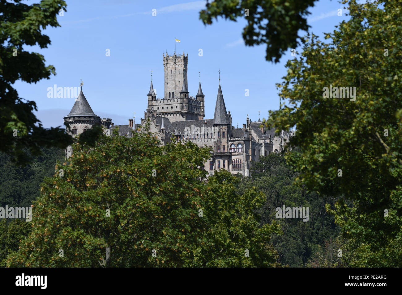 Schulenburg, Germany. 12th Aug, 2018. Marienburg Castle can be seen