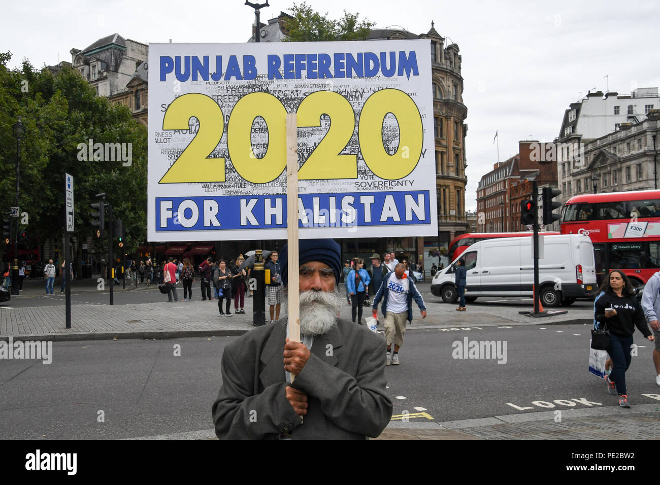 London, UK. 12th August 2018. Sikh demand an Independent Khalistan - London  Declaration on Referendum 2020 enough is enough Indian killing, murder and  rape of Sikhs people men,women and children. Which during