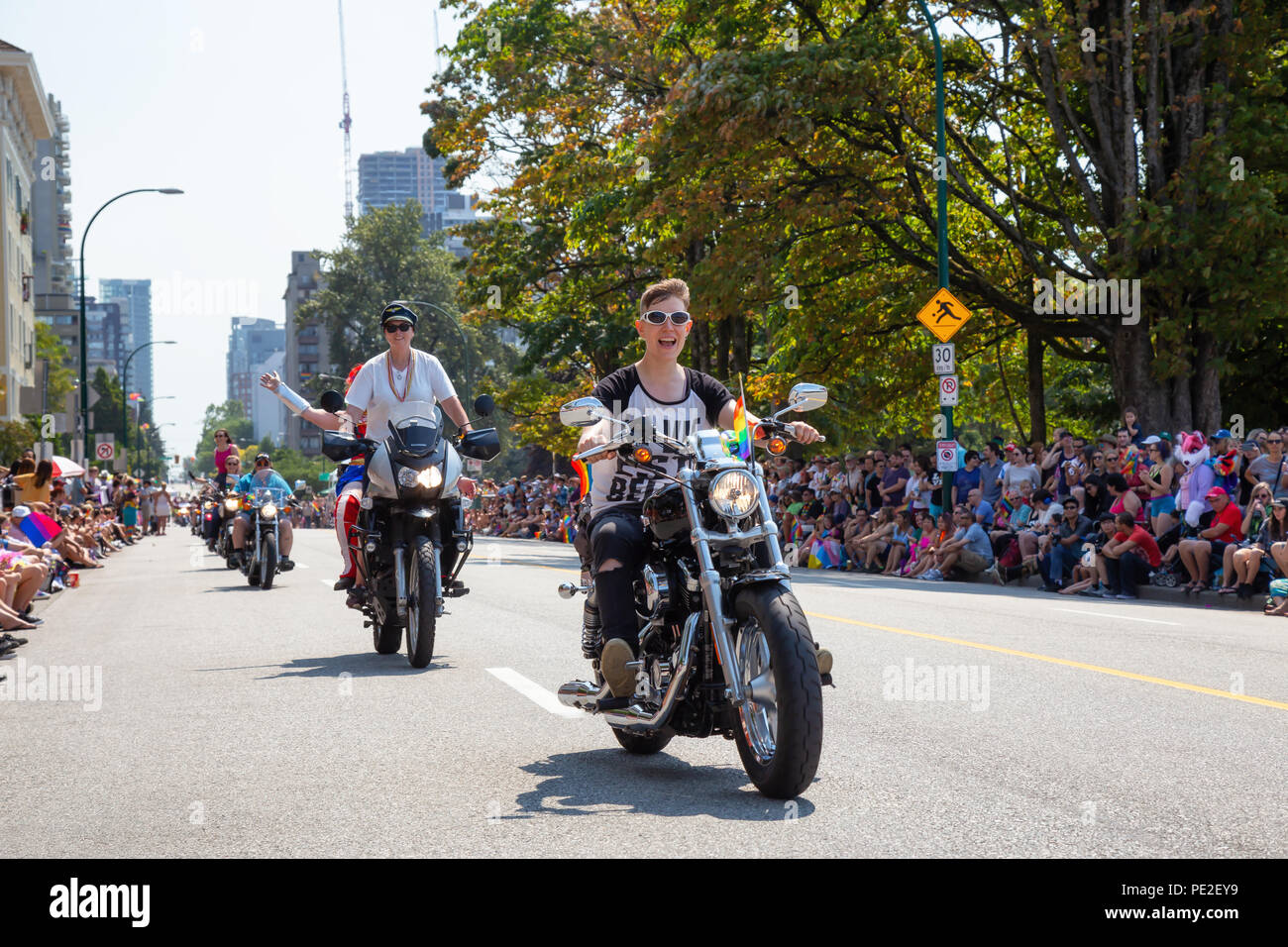 Downtown Vancouver, British Columbia, Canada August 5, 2018 Bikers