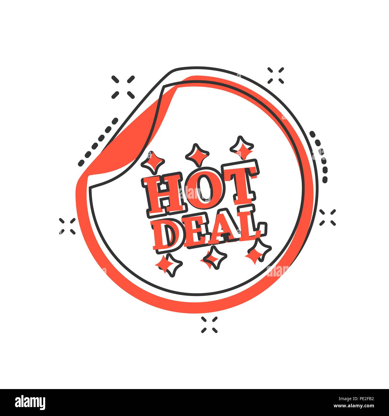Vector cartoon hot deal shopping icon in comic style. Hot deal sign