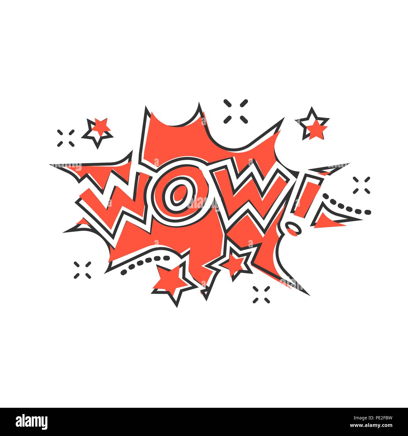 Vector cartoon wow comic sound effects icon in comic style. Sound