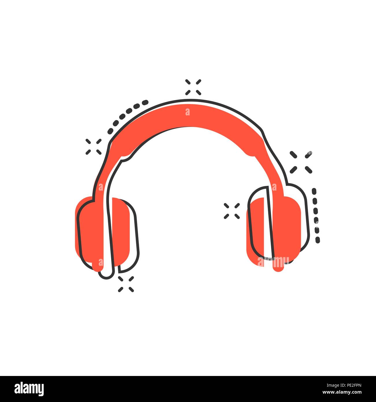 Vector cartoon headphone icon in comic style. Earphone headset sign