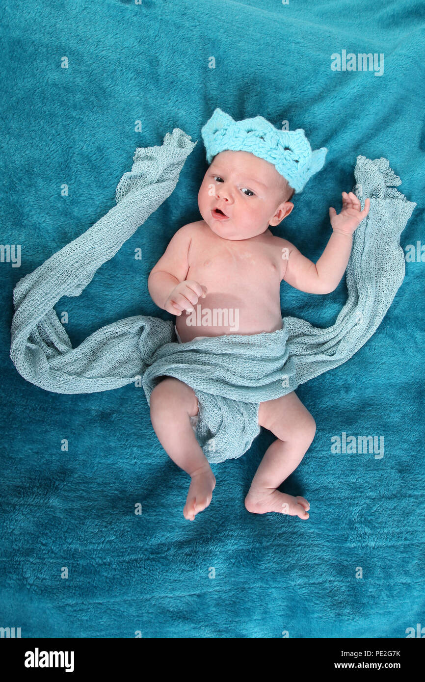 baby boy in blue Stock Photo Alamy