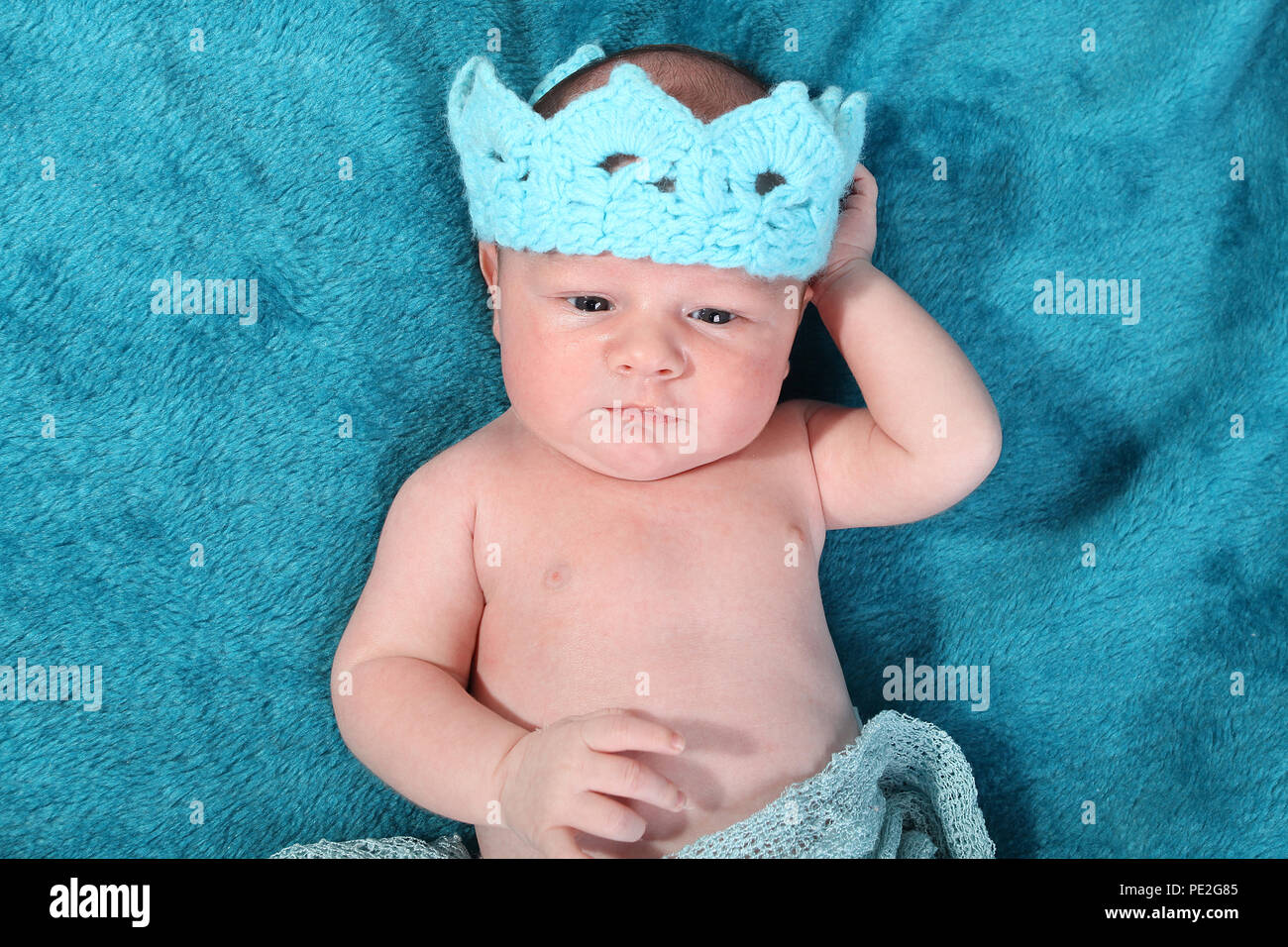 baby boy in blue Stock Photo Alamy