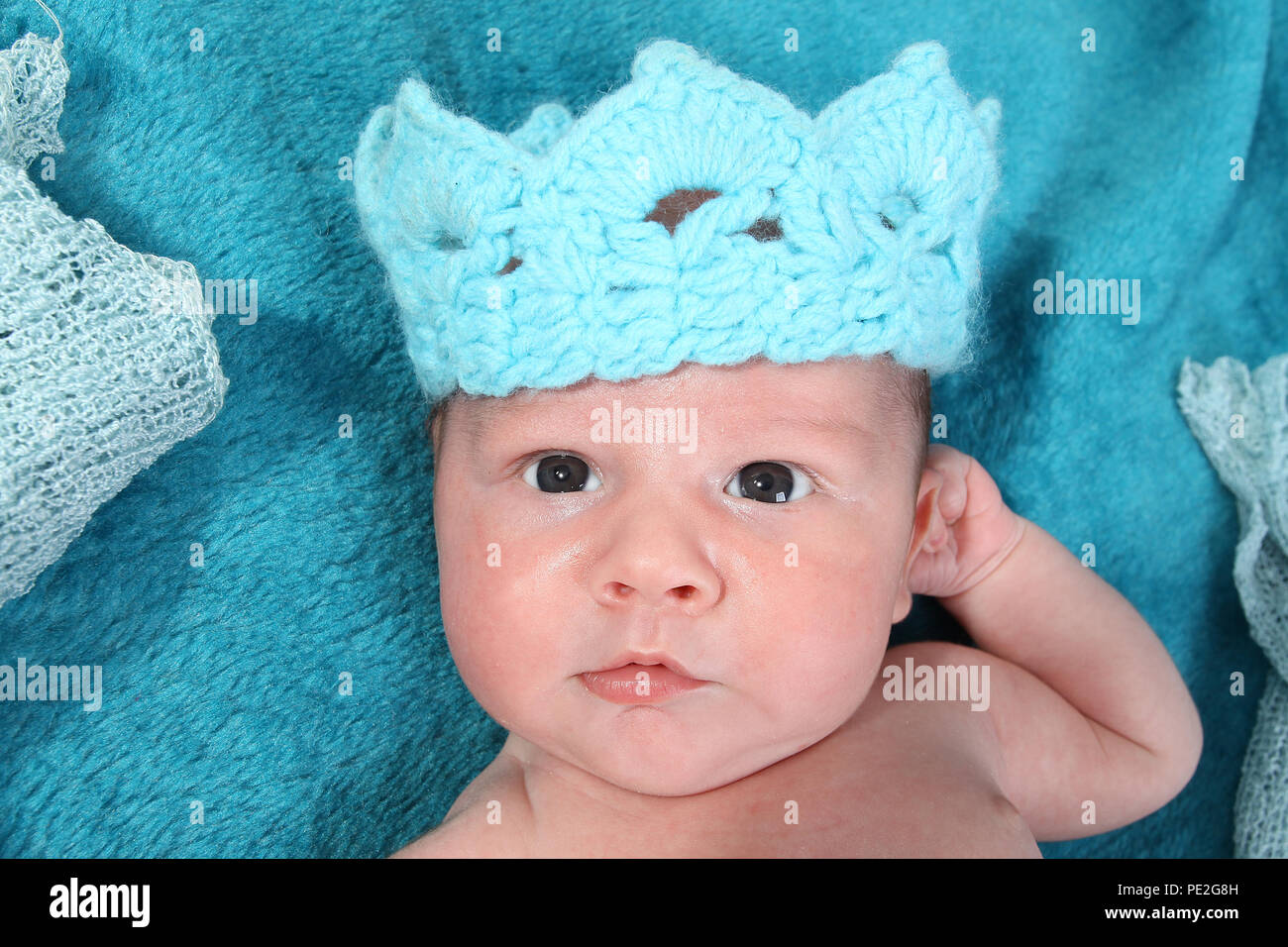 baby boy in blue Stock Photo Alamy