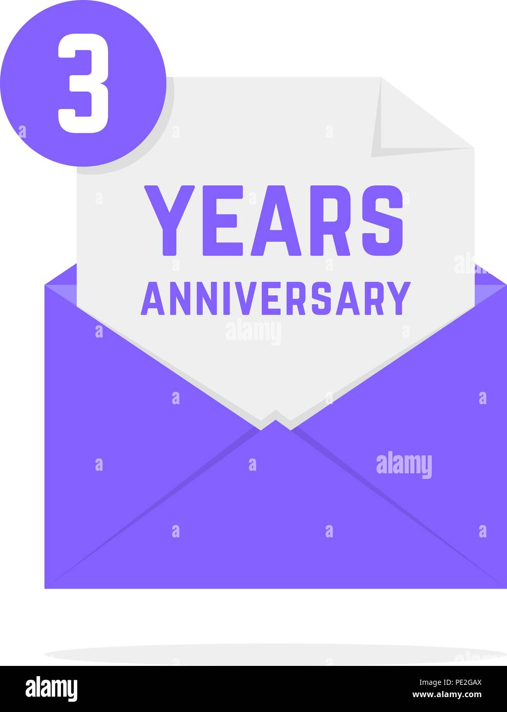 3 years anniversary icon in lilac letter Stock Vector