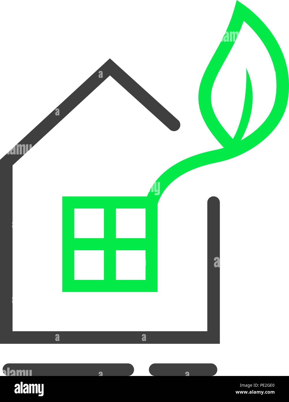 eco window logo with thin line house Stock Vector