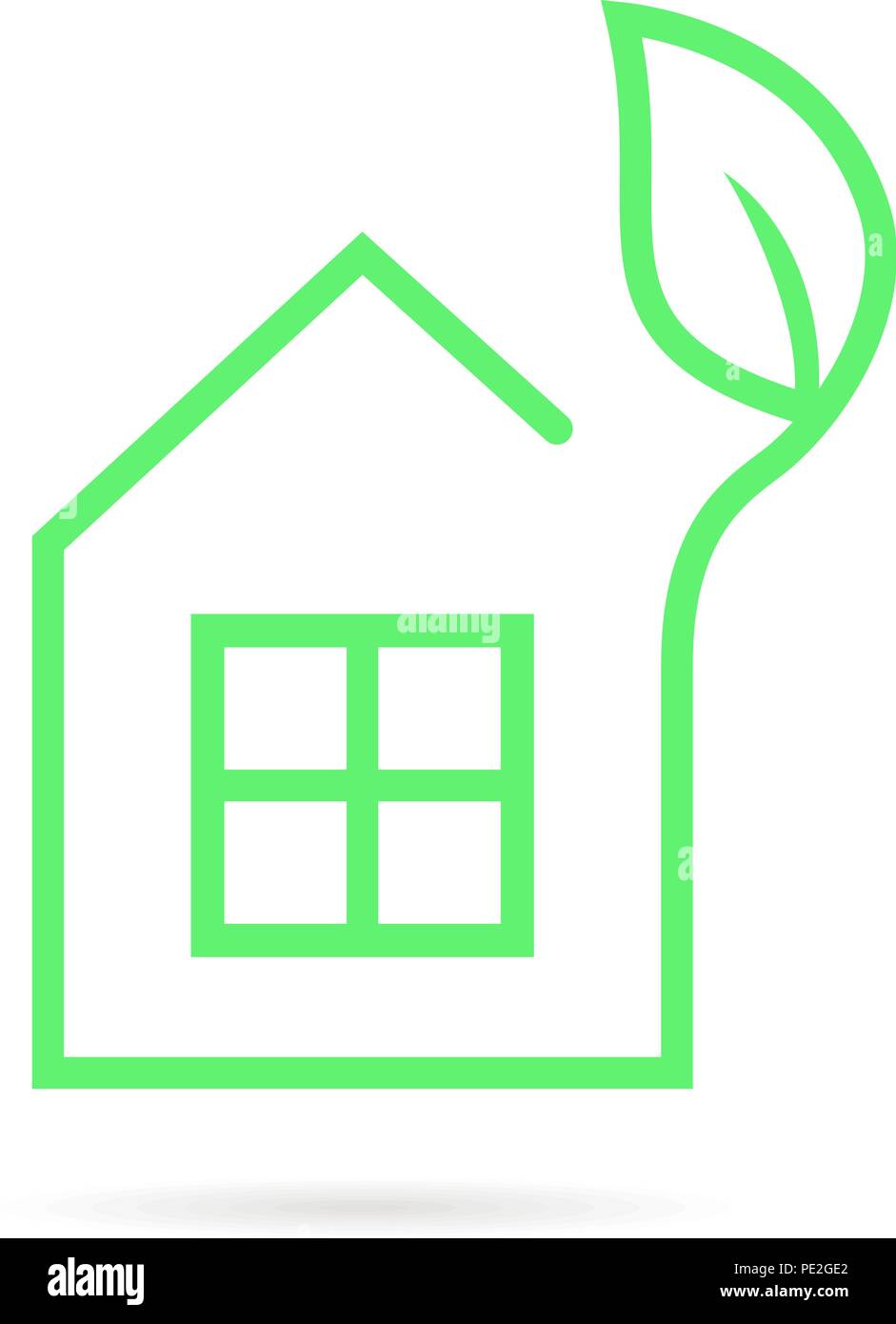 green thin line eco house logo Stock Vector
