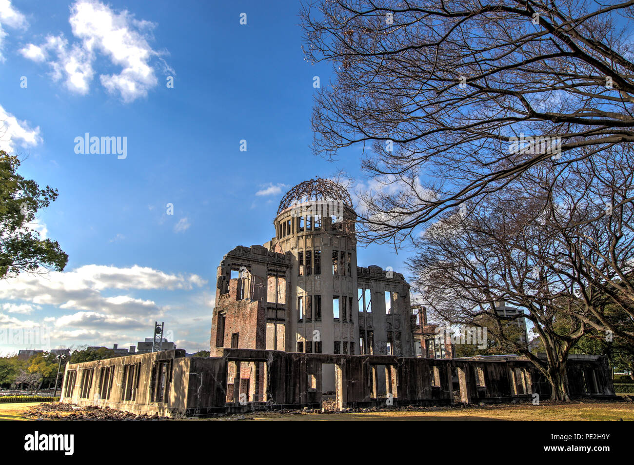HDR photograph of the Atomic Bomb Dome (Genbaku Dōmu), part of the Hiroshima Peace Memorial in Hiroshima, Japan Stock Photo