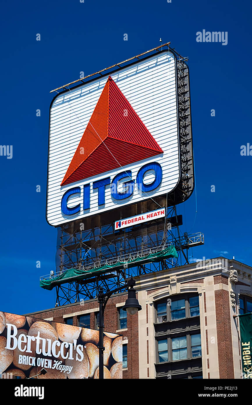 The iconic Citgo Sign in Kenmore Square, Boston, Massachusetts Stock Photo