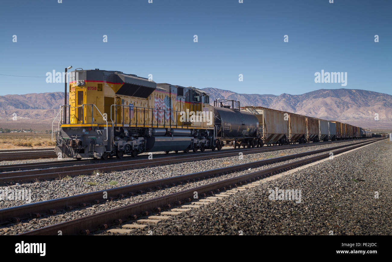 Freight train at Mojave, CA Stock Photo