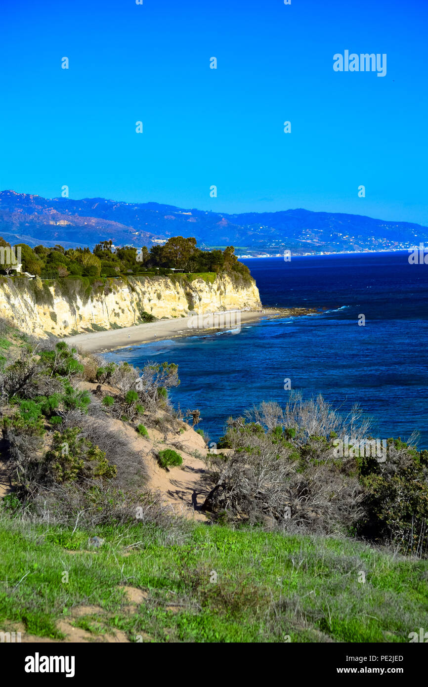 The cliffs and beach at Point Dume in Malibu, California Stock Photo