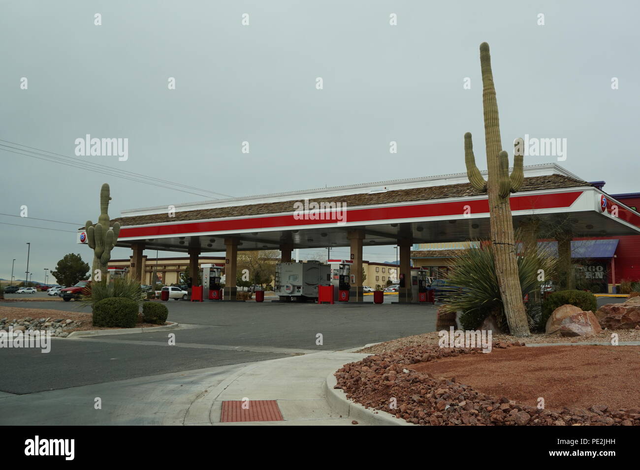 Lonely gas station in Nevada Stock Photo Alamy