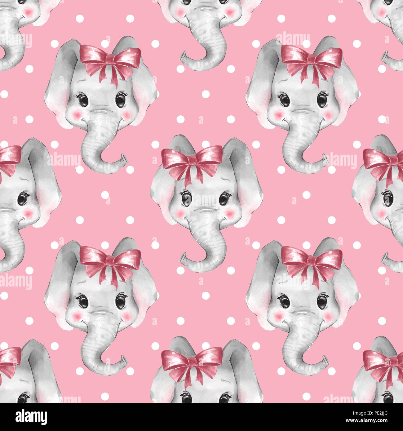 Seamless pattern with elephants. Cute cartoon background Stock Photo ...
