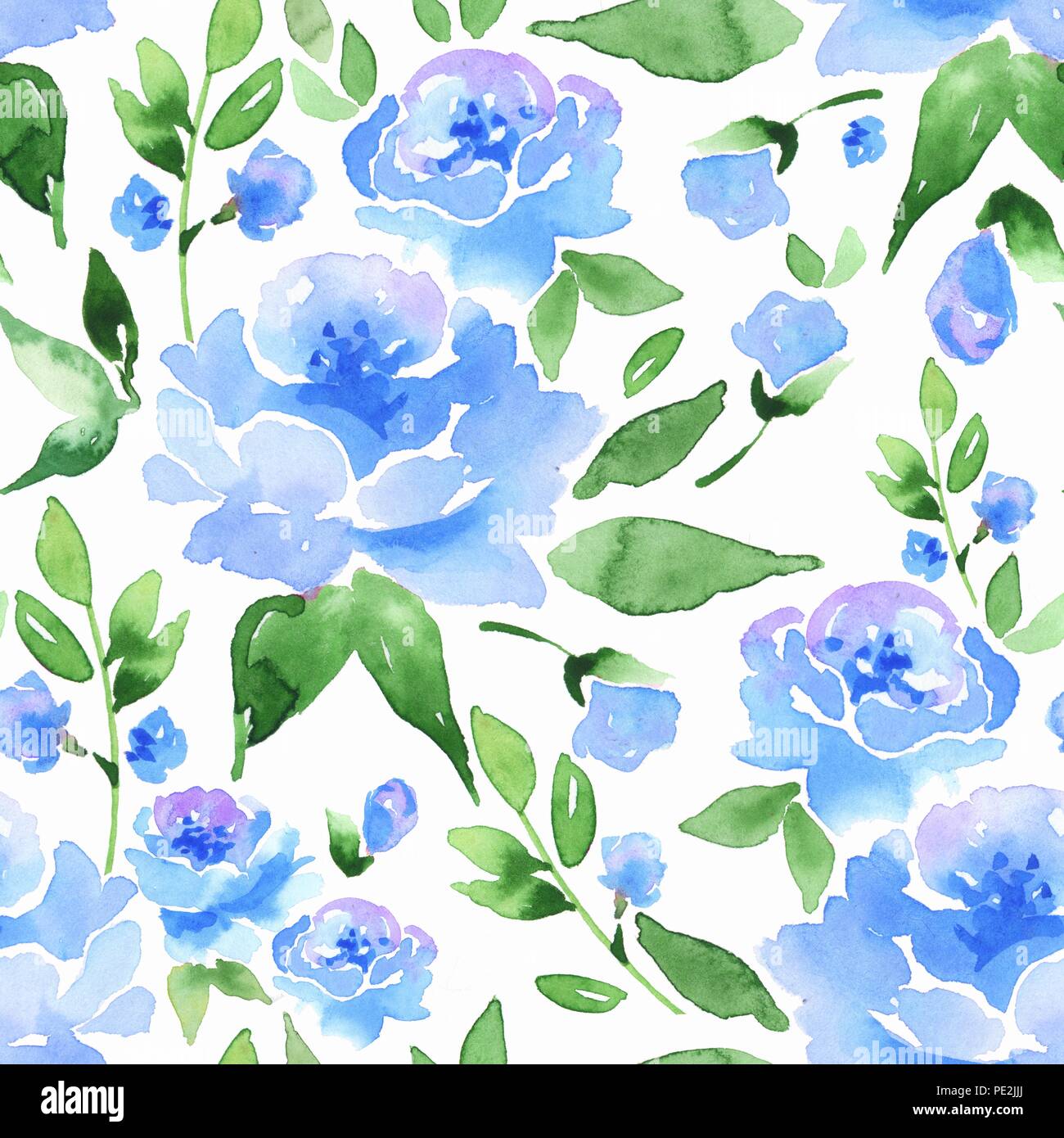 Floral seamless pattern. Watercolor background with flowers and leaves ...