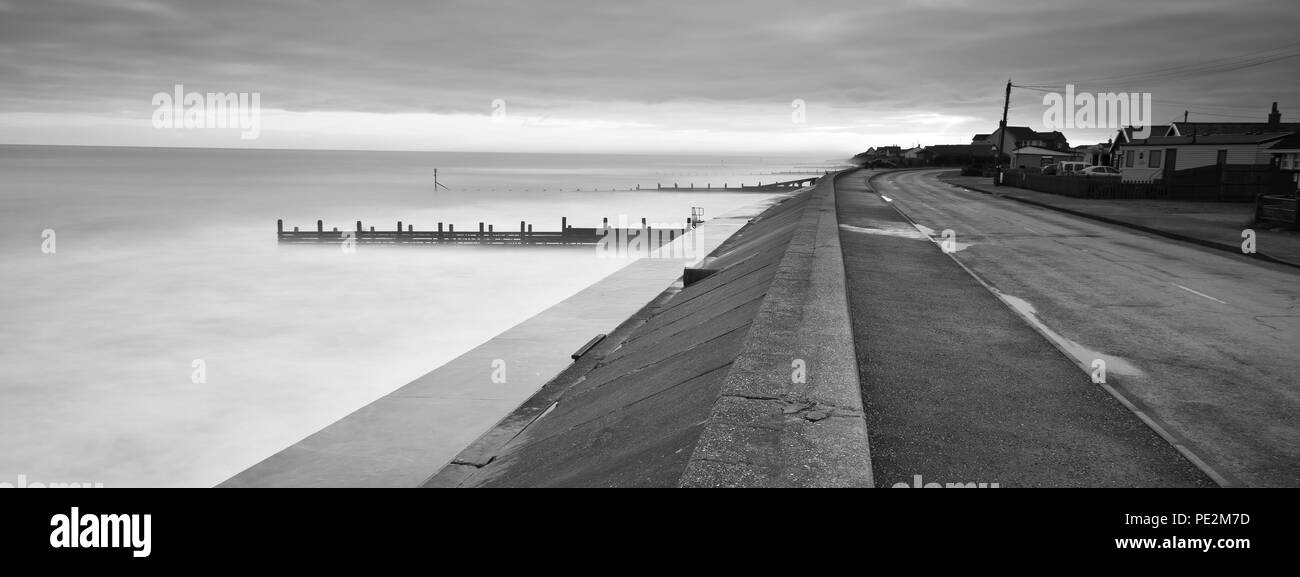 The sea front defences at Walcott, Norfolk Stock Photo