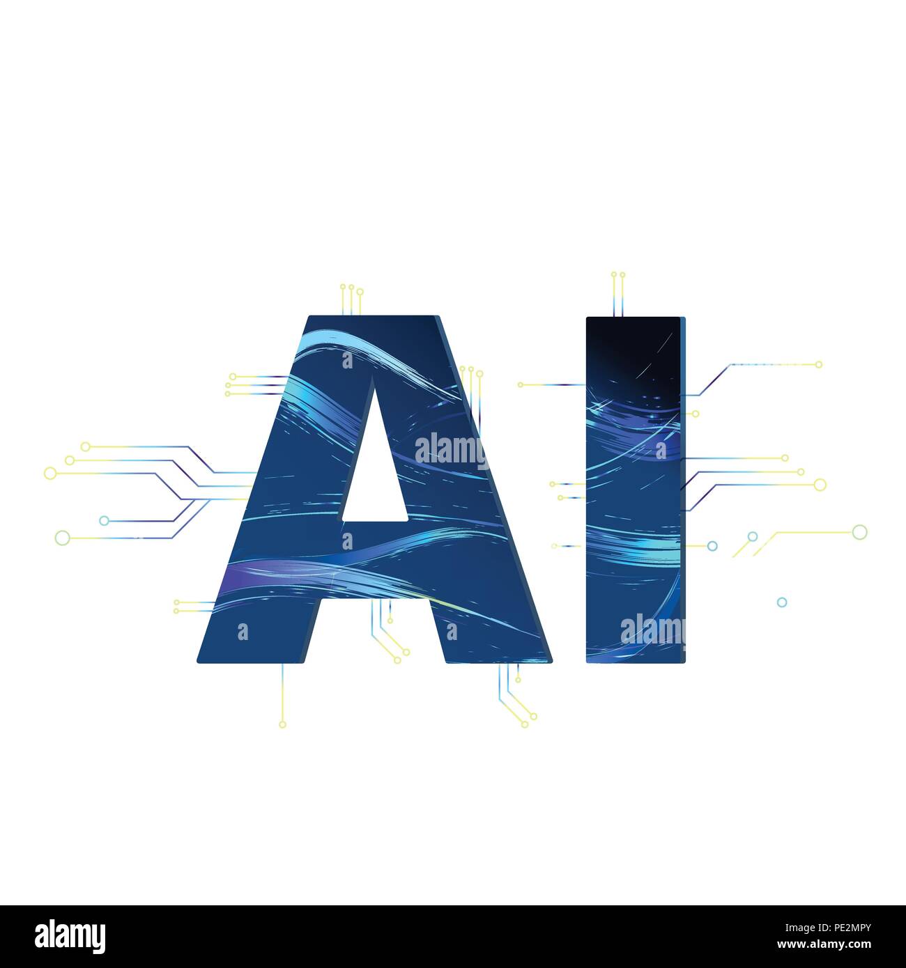 Artificial Intelligence. AI letters isolated on white background