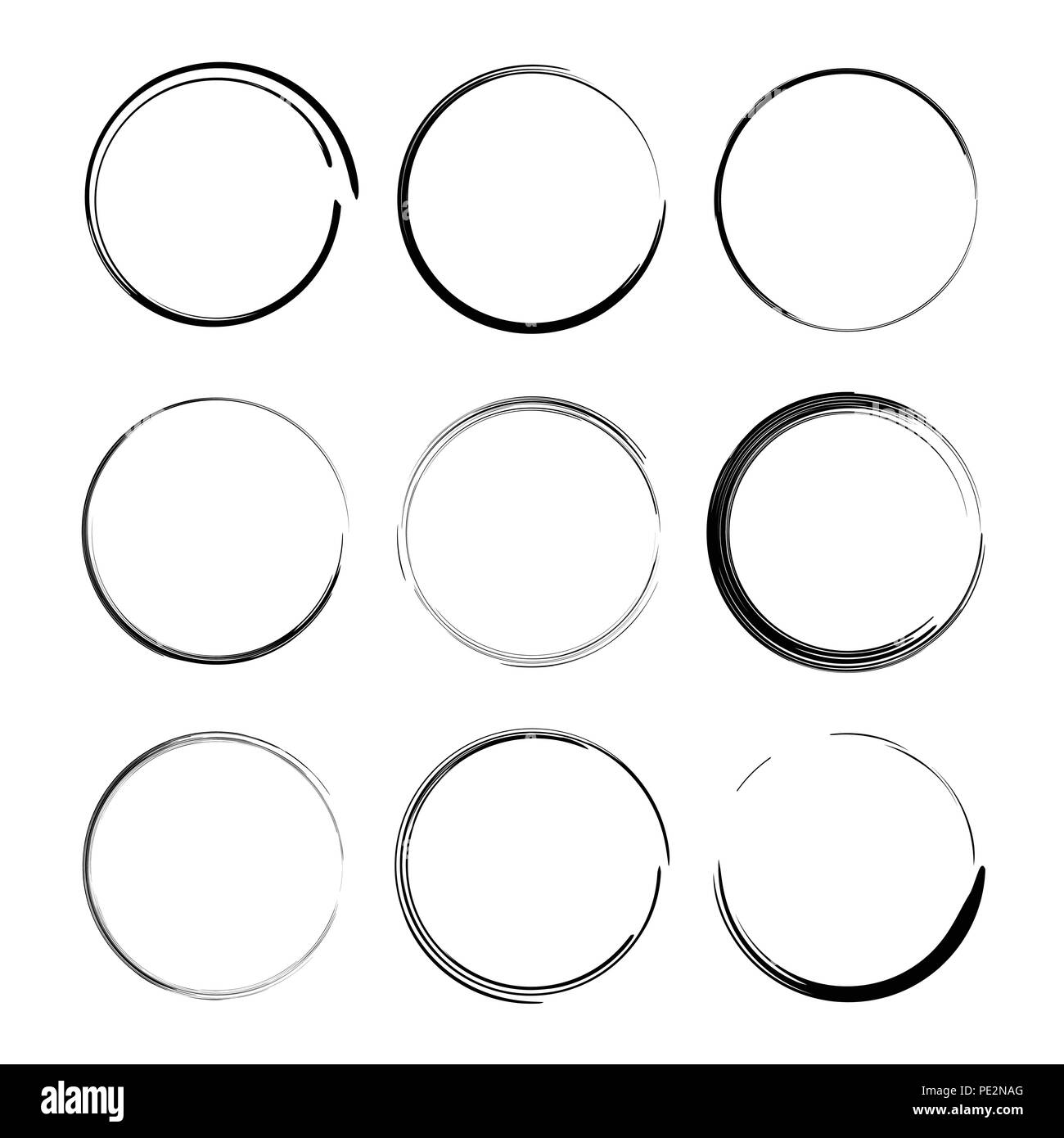 Download Set of black round grunge frames. Circular empty borders ...