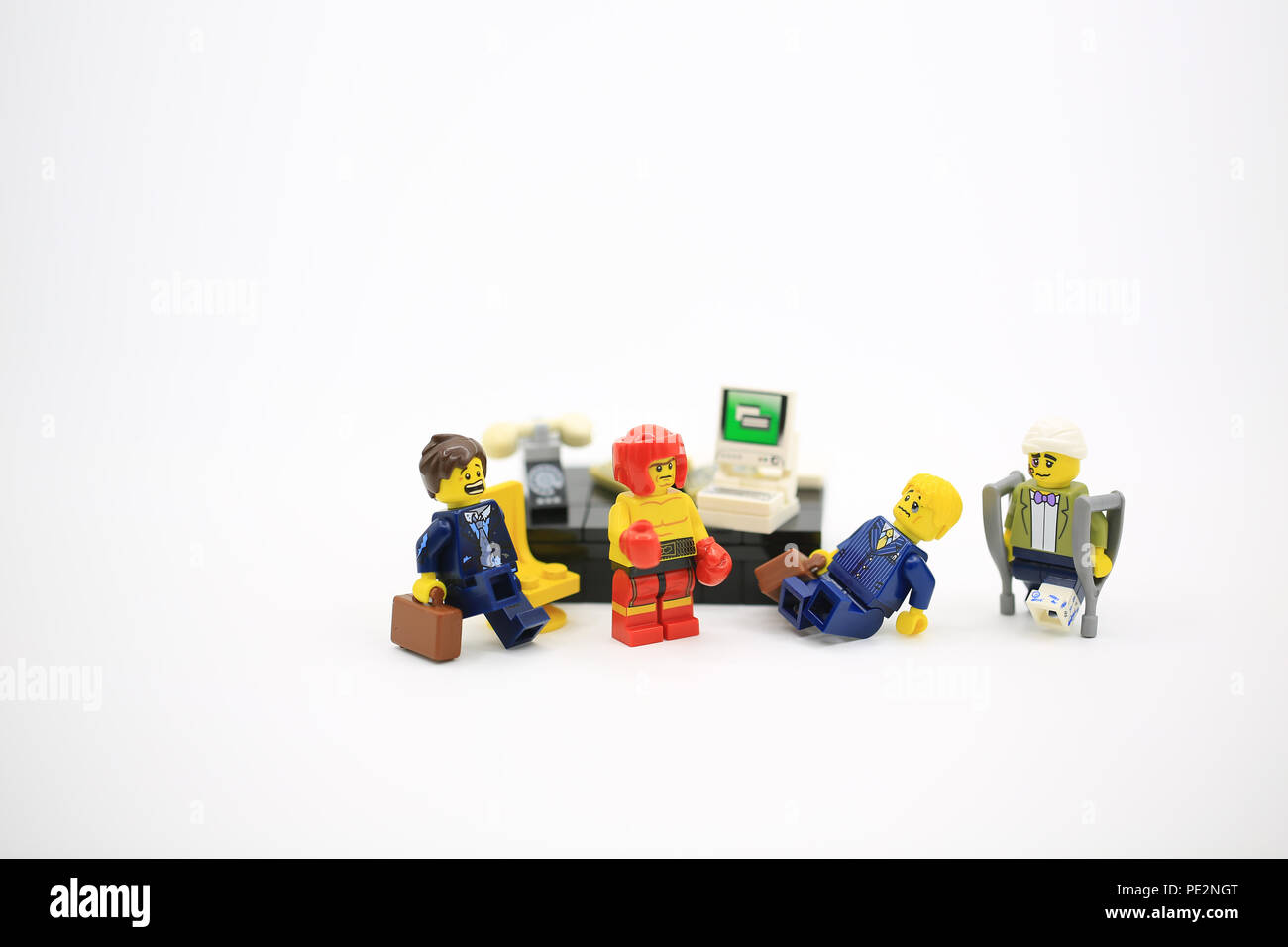 Hong Kong/China, July 5 2018: Studio shot of Lego people, combine from different set in Hong Kong.Legos are a popular line of plastic construction toy Stock Photo