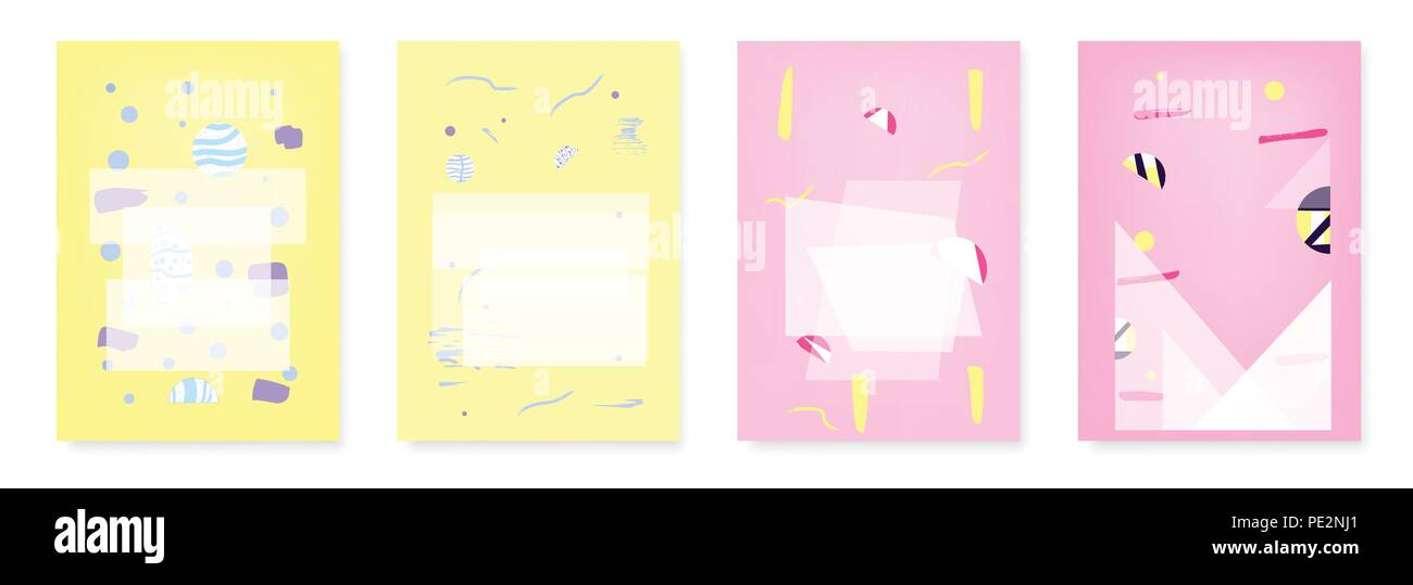Set of pink and yellow abstract geometric backgrounda. Templatea for ...