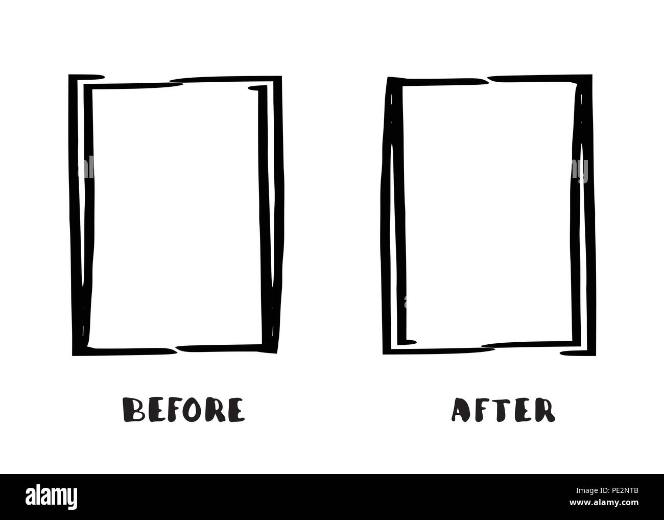 Before And After Frames Isolated On White Background Comparison
