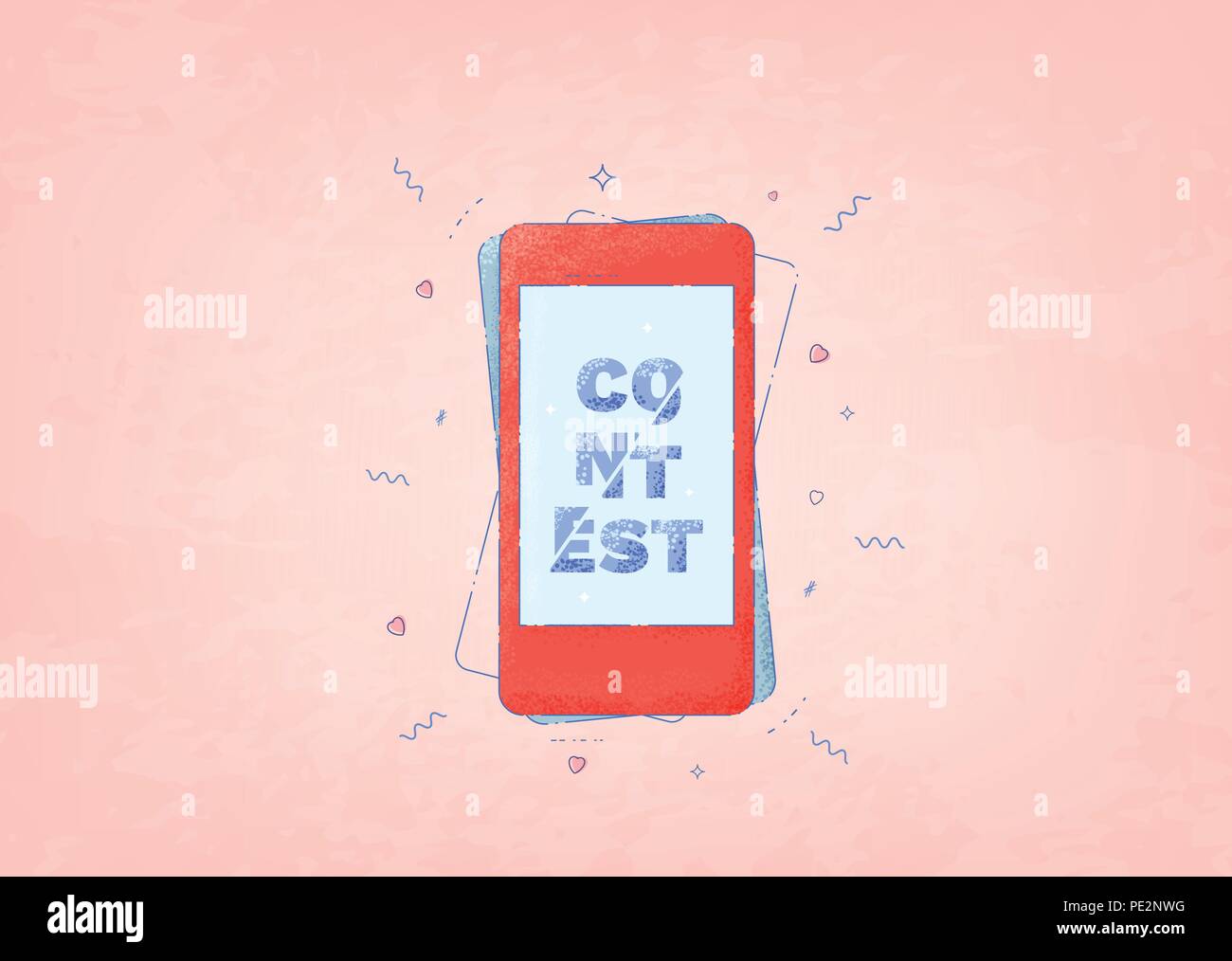 Contest Card With Phone Banner With Text With Sliced Effect And