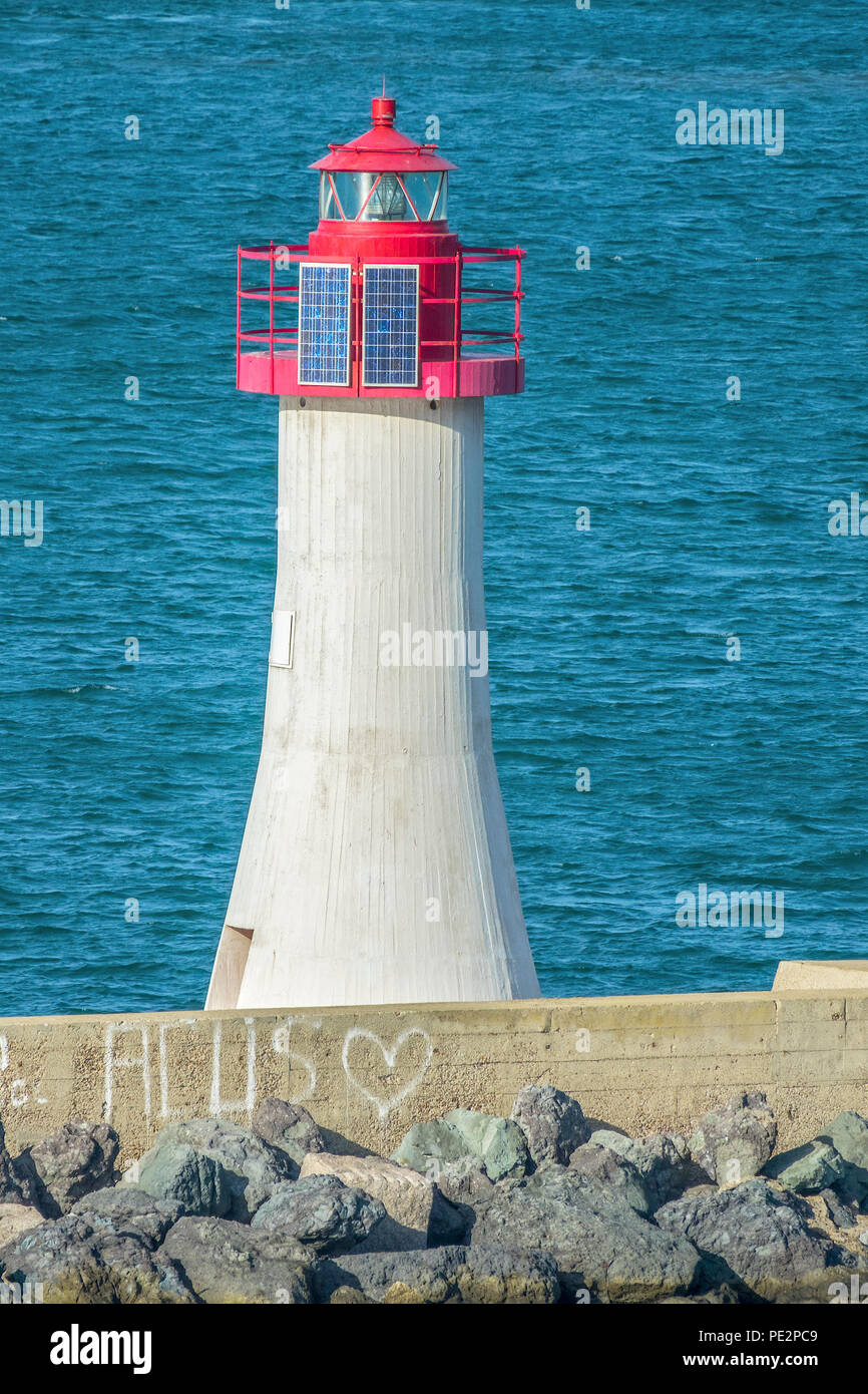 Lighthouse At The Entrance To Cagliari Port, Sardinia, Italy Stock Photo